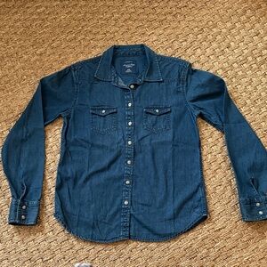 American Eagle Outfitters Dark Blue Denim Shirt